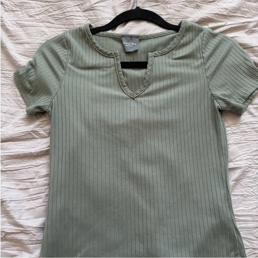 Olivia Rae Ribbed Knit Top in Soft Green - Picture 5 of 6